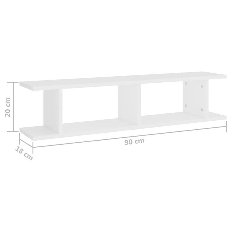 Wall Shelves 2 pcs White 90x18x20 cm Chipboard - Payday Deals