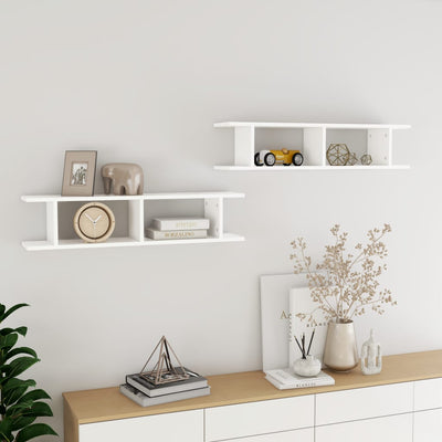 Wall Shelves 2 pcs White 90x18x20 cm Chipboard