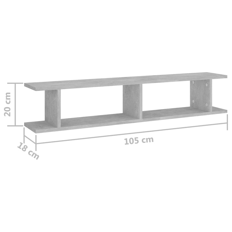Wall Shelves 2 pcs Concrete Grey 105x18x20 cm Chipboard - Payday Deals