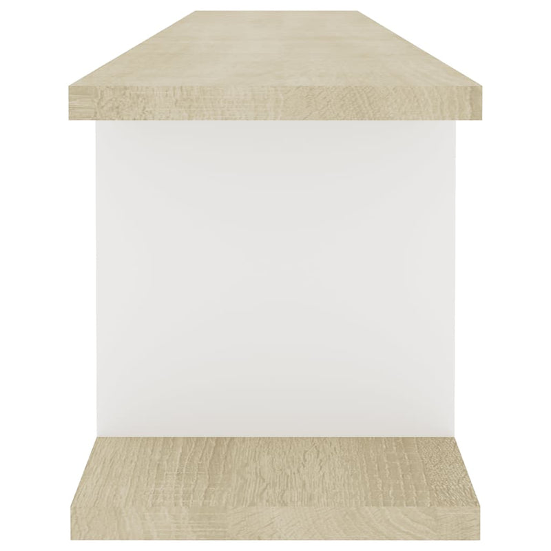 Wall Shelves 2 pcs White and Sonoma Oak 105x18x20 cm Chipboard - Payday Deals