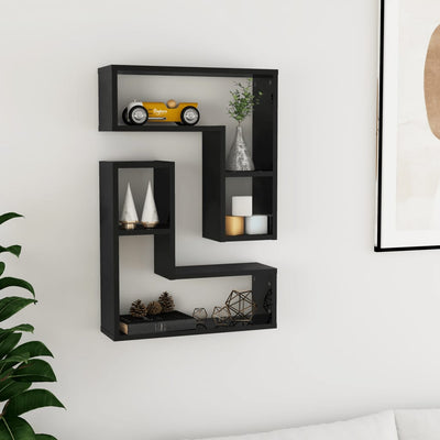Wall Shelves 2 pcs High Gloss Black 50x15x50 cm Chipboard