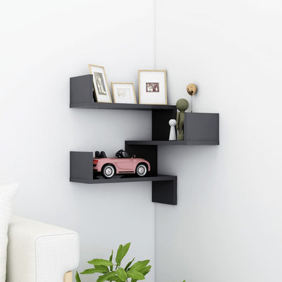Wall Corner Shelf Grey 40x40x50 cm Chipboard