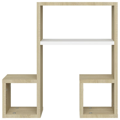 Wall Shelves 2 pcs White and Sonoma Oak 50x15x50 cm Chipboard