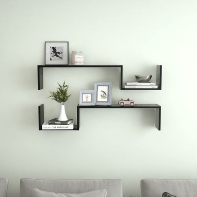 Wall Shelves 2 pcs Black 100x15x20 cm Chipboard - Payday Deals