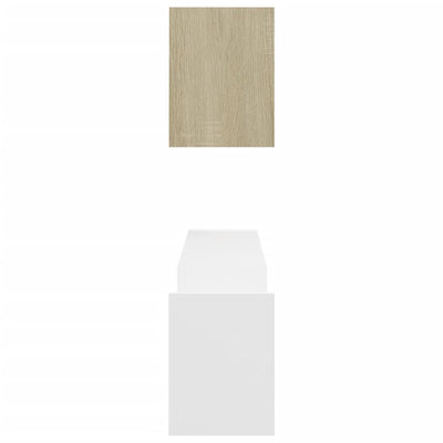 Wall Shelves 2 pcs White and Sonoma Oak 100x15x20 cm Chipboard