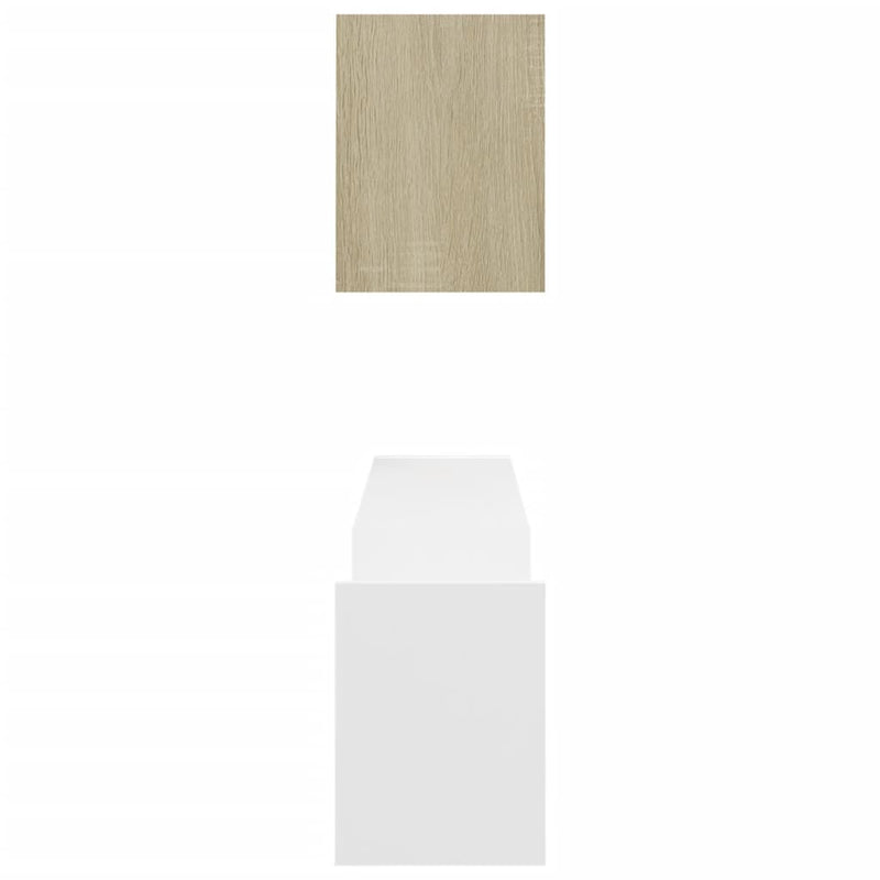 Wall Shelves 2 pcs White and Sonoma Oak 100x15x20 cm Chipboard