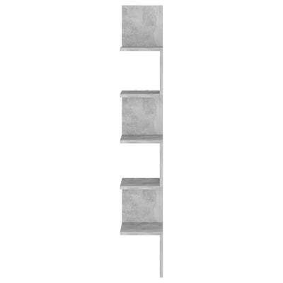 Wall Corner Shelf Concrete Grey 20x20x127.5 cm Engineered Wood