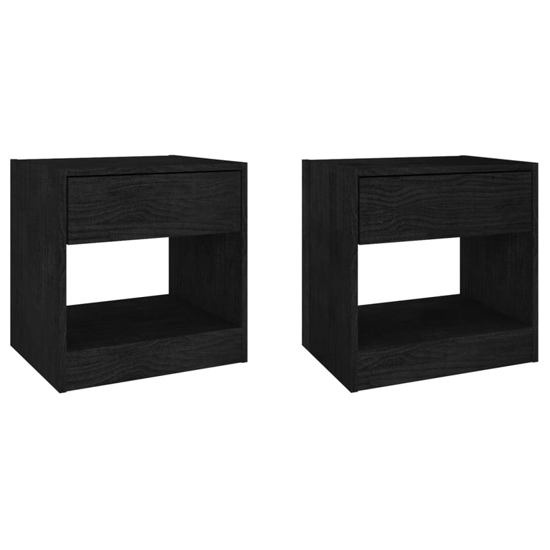 Bedside Cabinets 2 pcs Black 40x31x40 cm Solid Pinewood