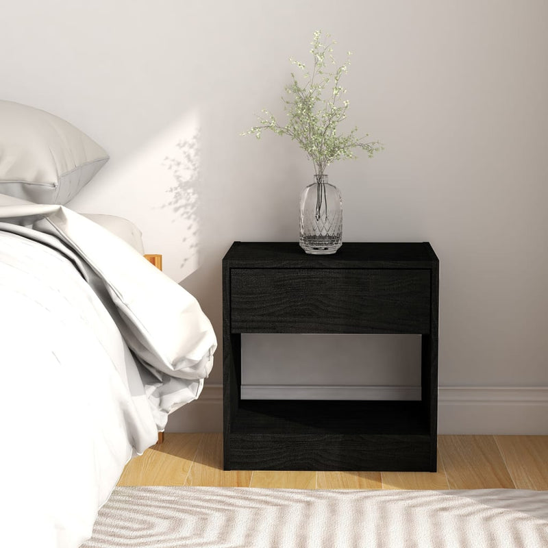 Bedside Cabinets 2 pcs Black 40x31x40 cm Solid Pinewood