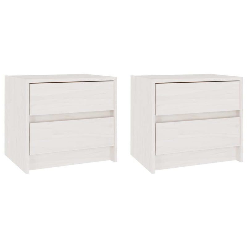 Bedside Cabinets 2 pcs White 40x30.5x35.5 cm Solid Pine Wood - Payday Deals