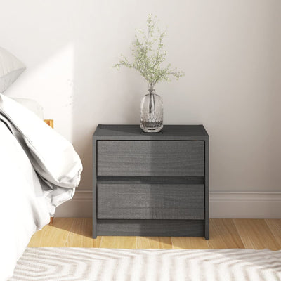 Bedside Cabinet Grey 40x30.5x35.5 cm Solid Pine Wood