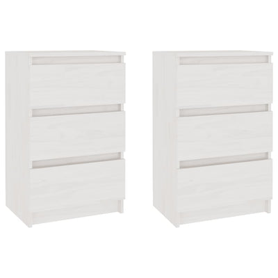 Bedside Cabinets 2 pcs White 40x29.5x64 cm Solid Pine Wood