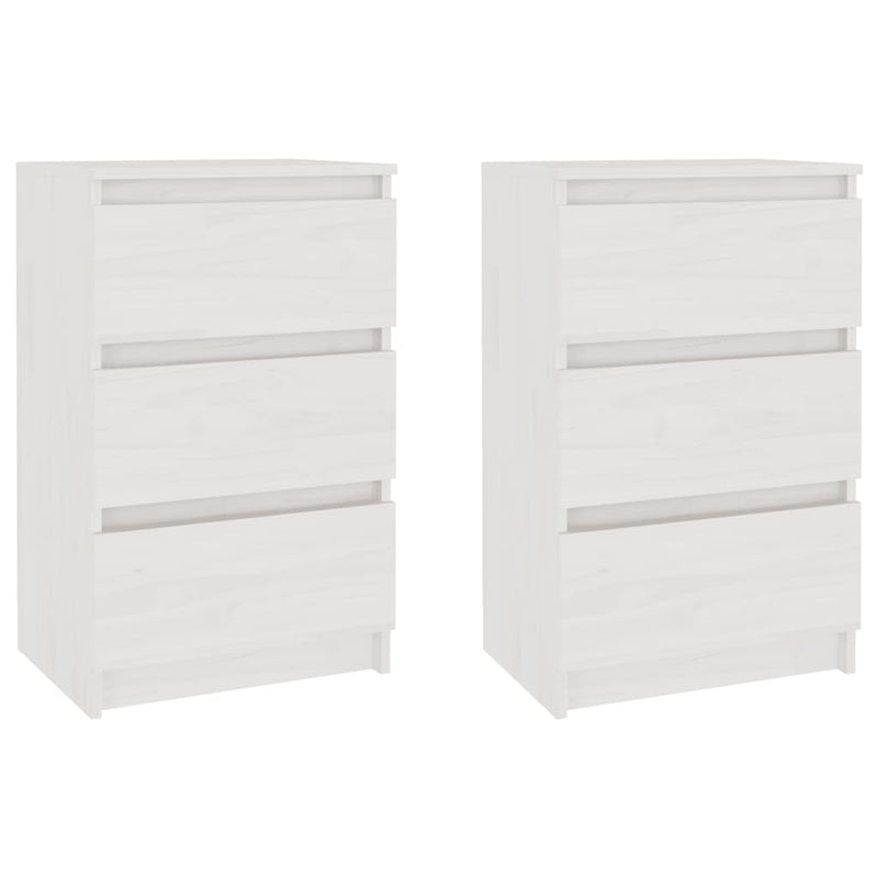 Bedside Cabinets 2 pcs White 40x29.5x64 cm Solid Pine Wood