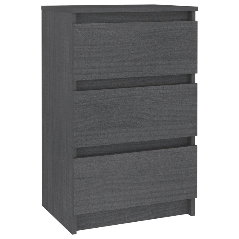 Bedside Cabinet Grey 40x29.5x64 cm Solid Pine Wood - Payday Deals