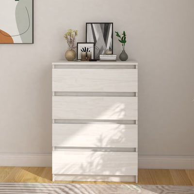 Side Cabinet White 60x36x84 cm Solid Pinewood