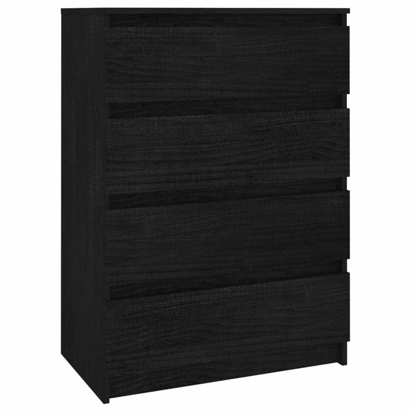 Side Cabinet Black 60x36x84 cm Solid Pinewood