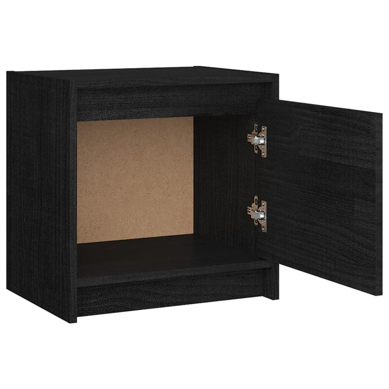 Bedside Cabinet Black 40x30.5x40 cm Solid Pinewood - Payday Deals