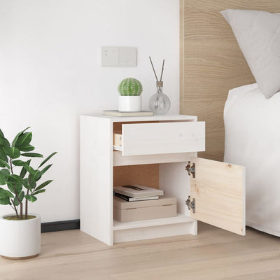 Bedside Cabinet White 40x31x50 cm Solid Pinewood