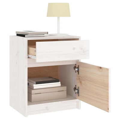 Bedside Cabinet White 40x31x50 cm Solid Pinewood