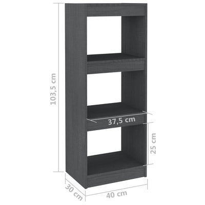 Book Cabinet/Room Divider Grey 40x30x103.5 cm Solid Pinewood
