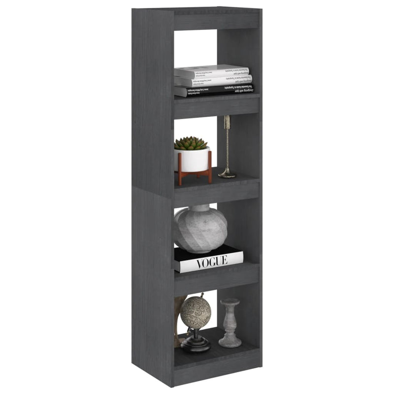 Book Cabinet Room Divider Grey 40x30x135.5 cm Pinewood