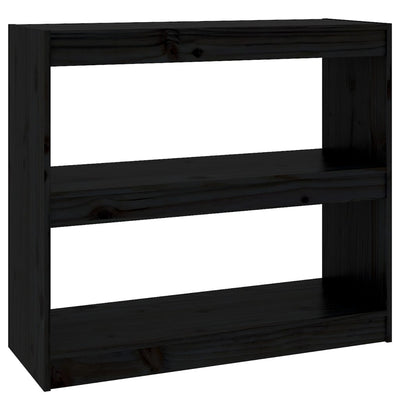 Book Cabinet/Room Divider Black 80x30x71.5 cm Solid Wood Pine