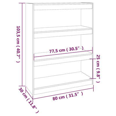 Book Cabinet/Room Divider White 80x30x103.5 cm Solid Wood Pine