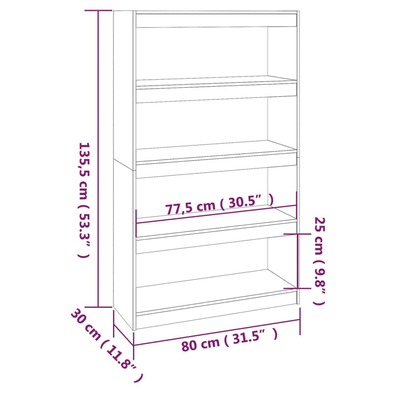 Book Cabinet/Room Divider 80x30x135.5 cm Solid Wood Pine