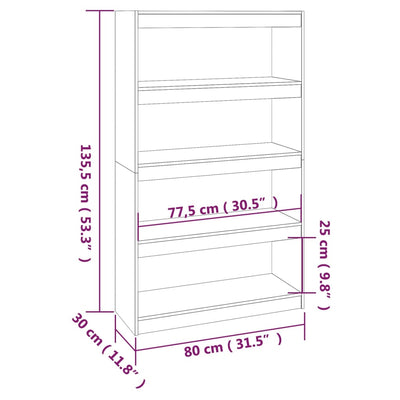 Book Cabinet/Room Divider Grey 80x30x135.5 cm Solid Wood Pine