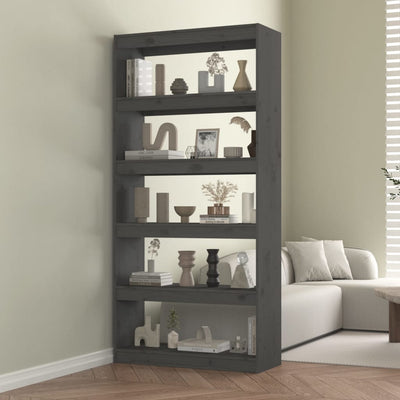 Book Cabinet/Room Divider Grey 80x30x167.4 cm Solid Wood Pine