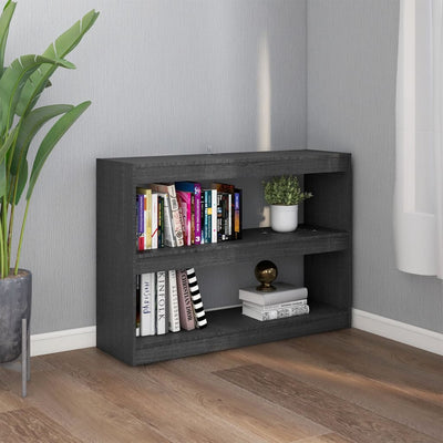 Book Cabinet Room Divider Grey 100x30x71.5 cm Pinewood