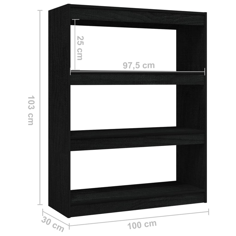 Book Cabinet/Room Divider Black 100x30x103 cm Solid Pinewood