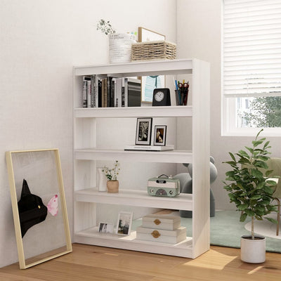 Book Cabinet/Room Divider White 100x30x135.5 cm Solid Pinewood