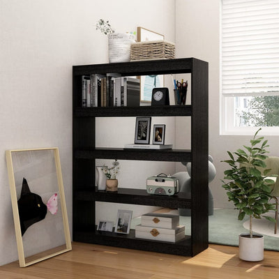 Book Cabinet/Room Divider Black 100x30x135.5 cm Solid Pinewood