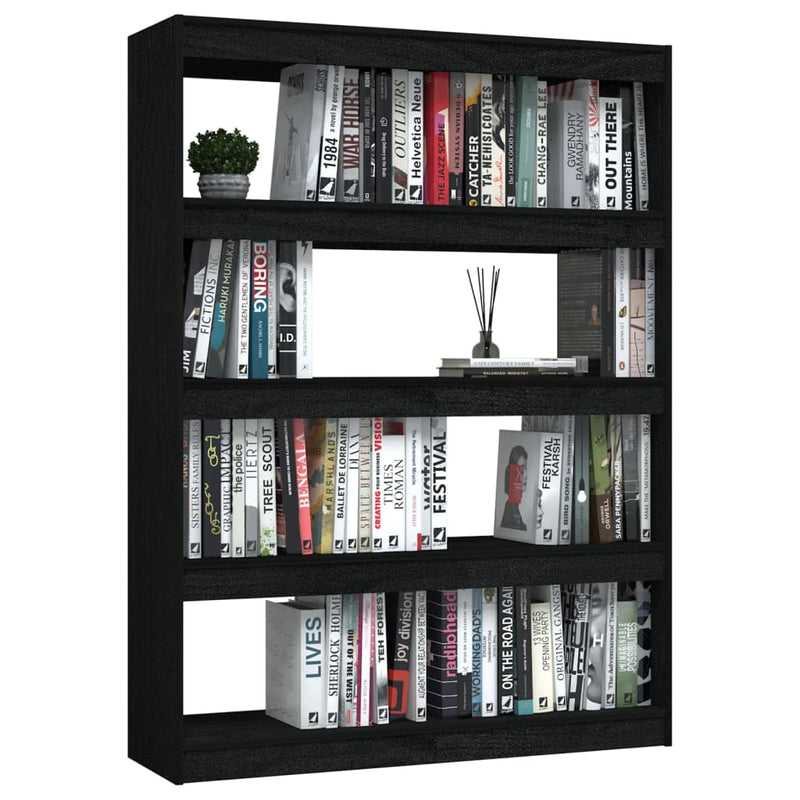 Book Cabinet/Room Divider Black 100x30x135.5 cm Solid Pinewood