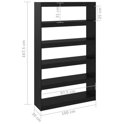 Book Cabinet/Room Divider Black 100x30x167.5 cm Solid Pinewood