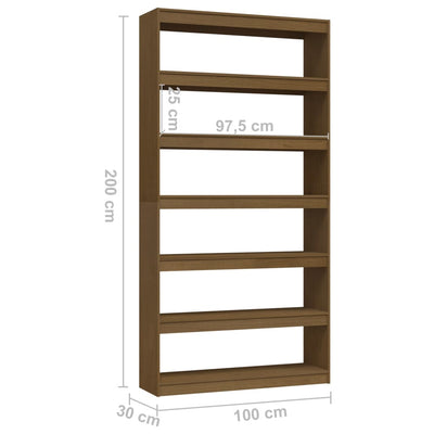 Book Cabinet/Room Divider Honey Brown 100x30x200 cm Solid Pinewood