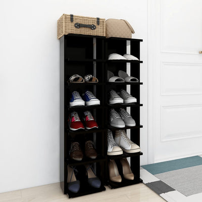 Shoe Cabinets 2 pcs Black 25x27x102 cm