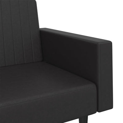 2-Seater Sofa Bed Black Faux Leather