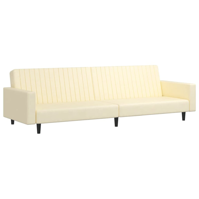 2-Seater Sofa Bed Cream Faux Leather
