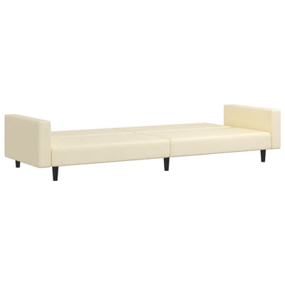 2-Seater Sofa Bed Cream Faux Leather