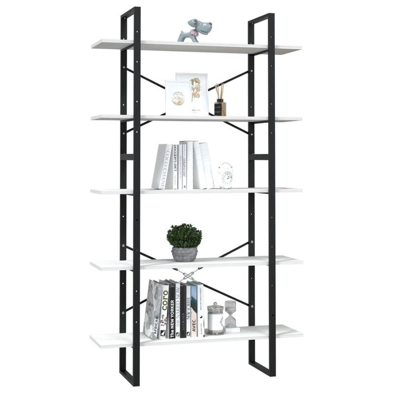 5-Tier Book Cabinet White 100x30x175 cm Pinewood