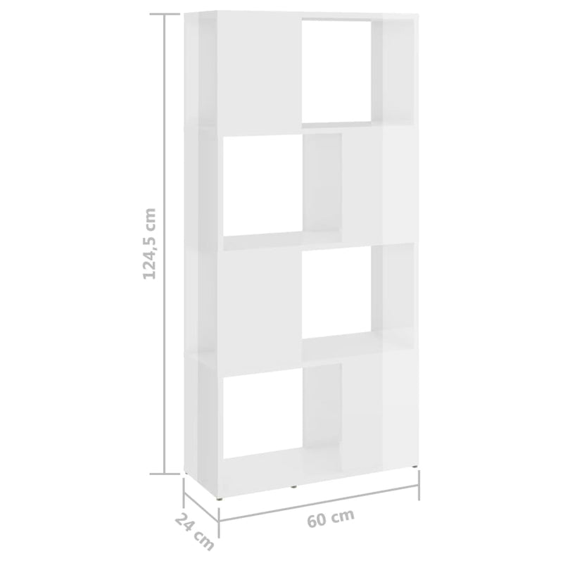 Book Cabinet Room Divider High Gloss White 60x24x124.5 cm