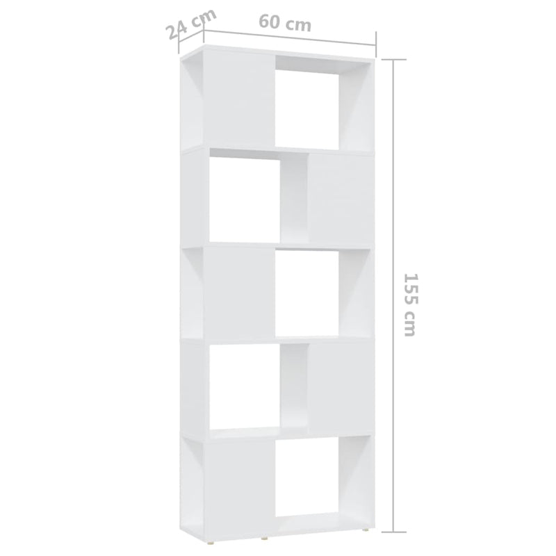 Book Cabinet Room Divider White 60x24x155 cm Chipboard
