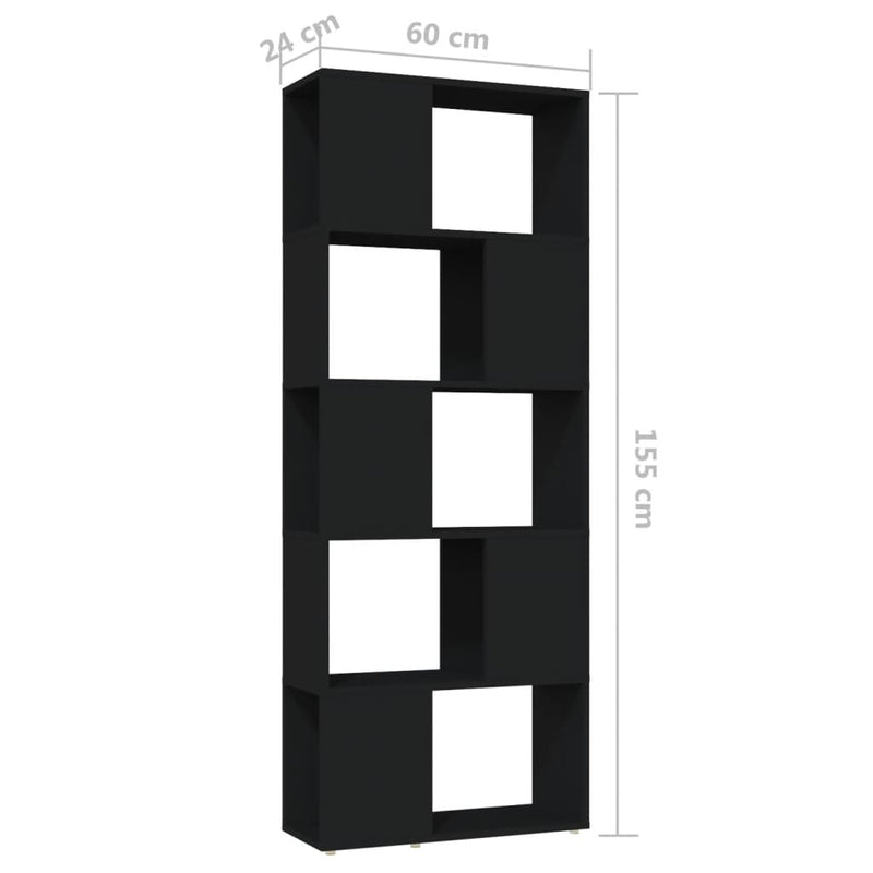 Book Cabinet Room Divider Black 60x24x155 cm Chipboard