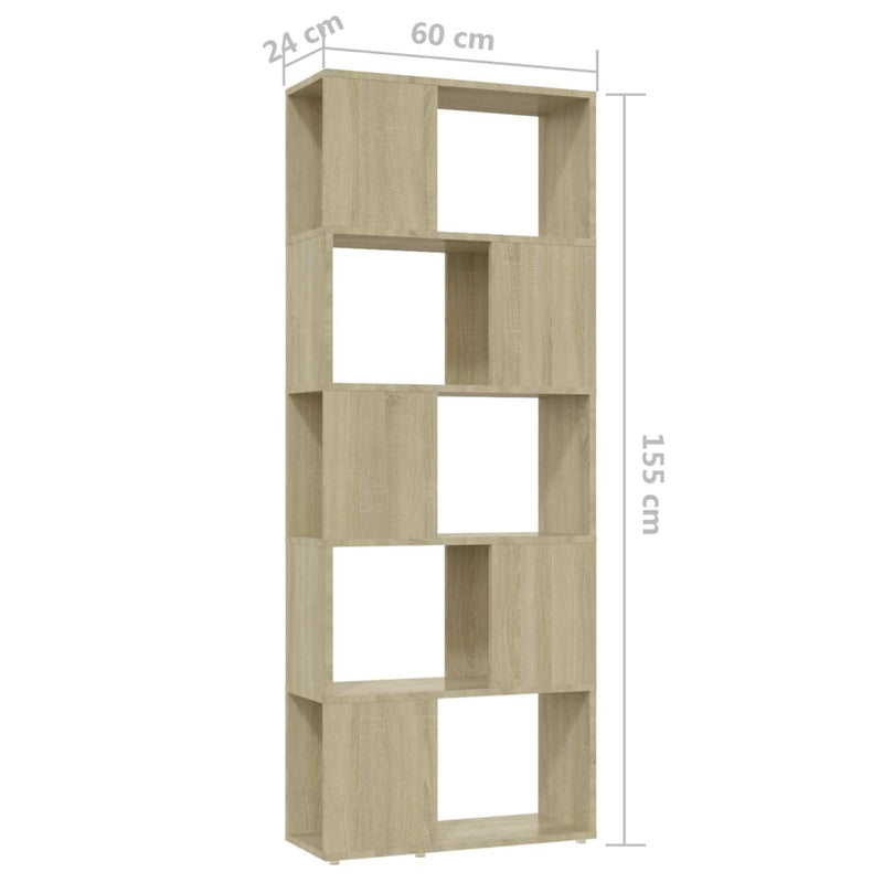 Book Cabinet Room Divider Sonoma Oak 60x24x155 cm