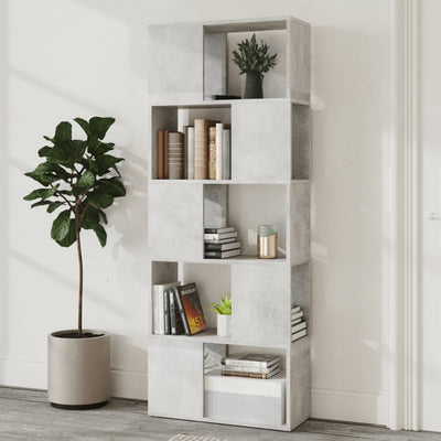 Book Cabinet Room Divider Concrete Grey 60x24x155 cm