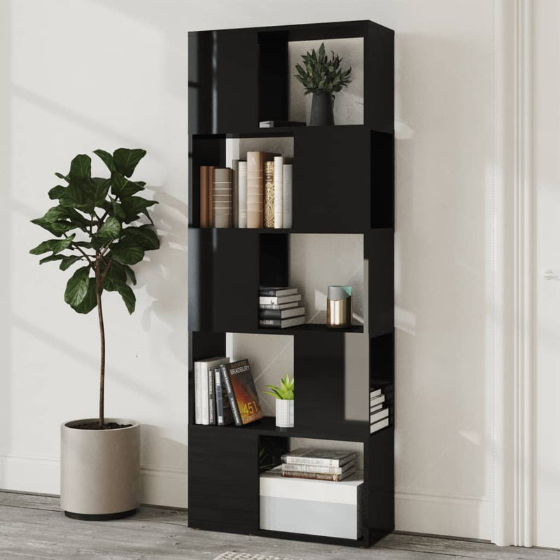 Book Cabinet Room Divider High Gloss Black 60x24x155 cm