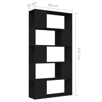 Book Cabinet Room Divider Black 80x24x155 cm Engineered Wood