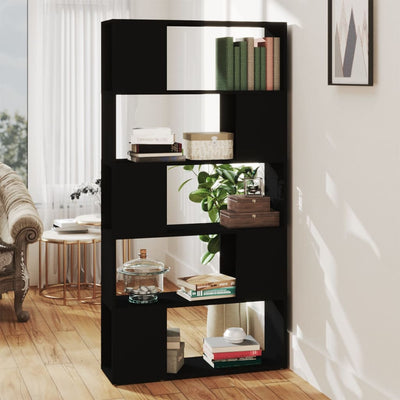 Book Cabinet Room Divider Black 80x24x155 cm Engineered Wood